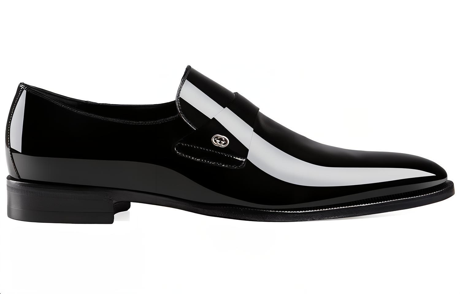 GUCCI Patent Leather Men's Casual Shoes Men's Black