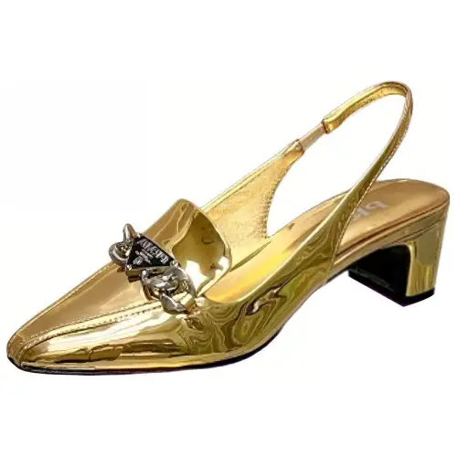 PRADA Chunky Heel High Heels 4.5cm Women's Gold