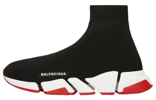 Balenciaga Speed 2.0 Recycled Knit Black White Red Sole
