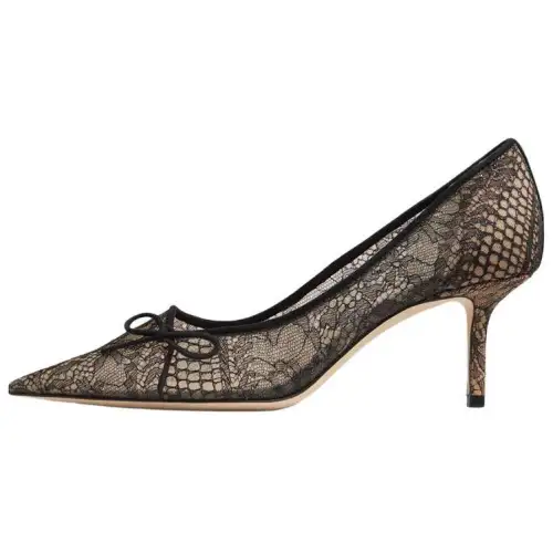 Jimmy Choo Suede Fabric Slim Heel High Heels 6.5cm Women's Black