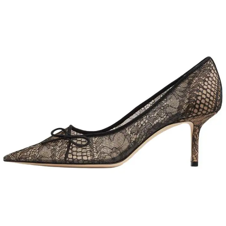 Jimmy Choo Suede Fabric Slim Heel High Heels 6.5cm Women's Black