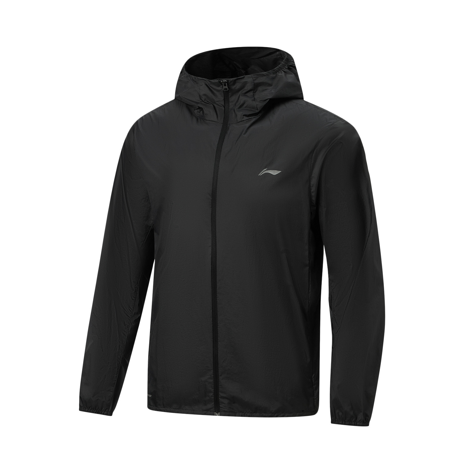 Li Ning, comfortable breathable jacket for gym for leisure, black trench coat with hood with zipper, sun protection