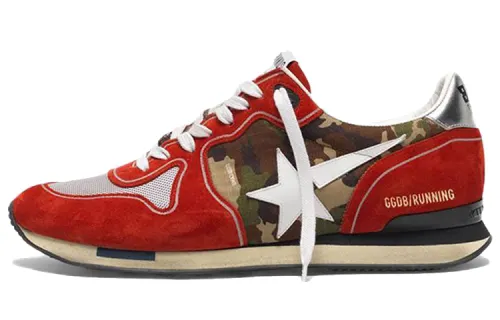 Golden Goose Running Series Cow Leather, Textile Low top Casual Shoes Men's Red Distressed