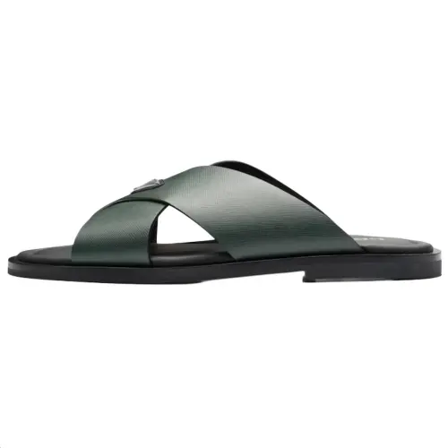 PRADA Saffiano Slide Slippers Men's Green