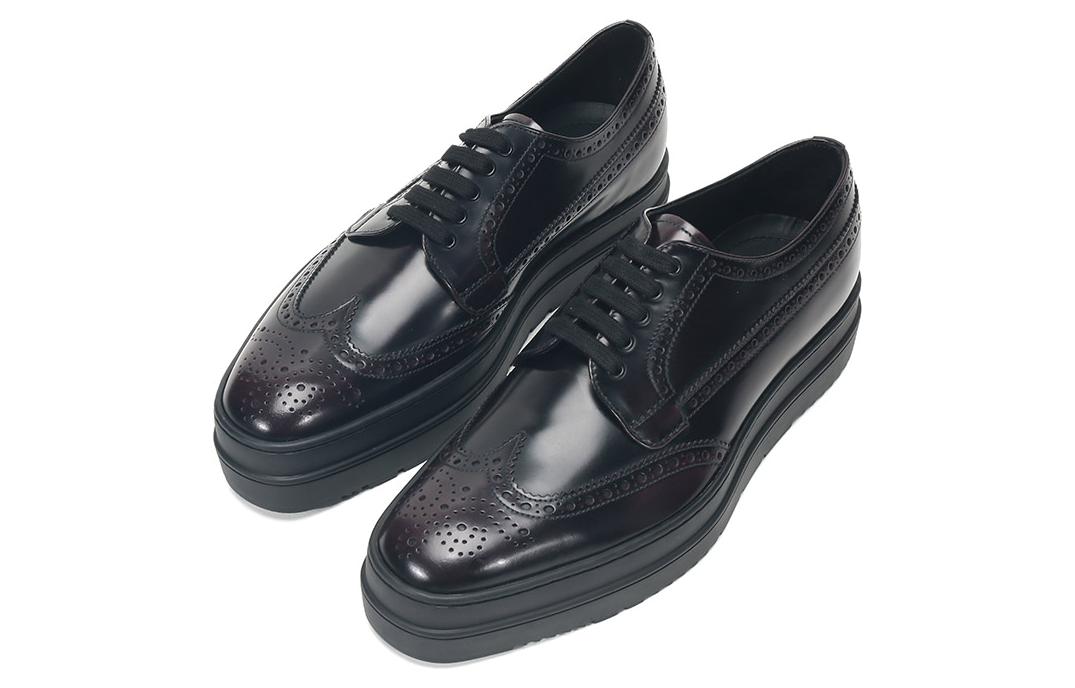 PRADA Casual Leather Shoes Men's Low Top Black/Umber