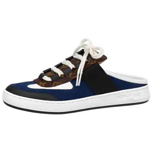 LOUIS VUITTON Lous Closed Toe Slippers Women's Blue Black Brown
