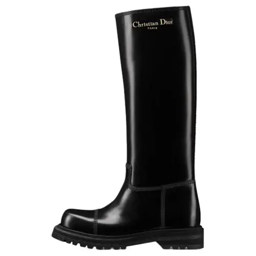 DIOR Diorebel Cow Leather Knee high Boots Women's Black