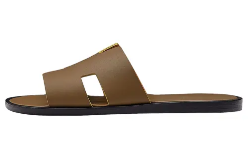 HERMES Izmir Slip on Slide Slippers Men's Brown