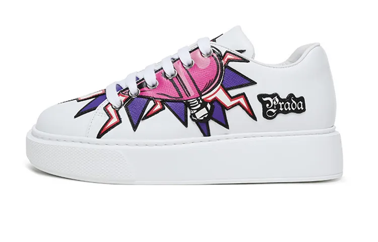PRADA Graphic Heart Platform Sneakers 'White Multi Color' Women's