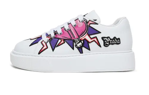 PRADA Graphic Heart Platform Sneakers 'White Multi Color' Women's