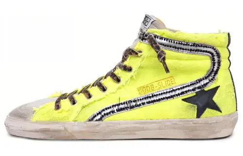 Golden Goose Slide Mid top Stylish Skateboarding Shoes Men's Yellow Black