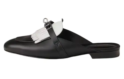 HERMES Oz Rubber Sole Closed Toe Slippers Women's Black