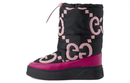 GUCCI Women's Maxi Gg Boot 'Black Pink Matelassé' Women's
