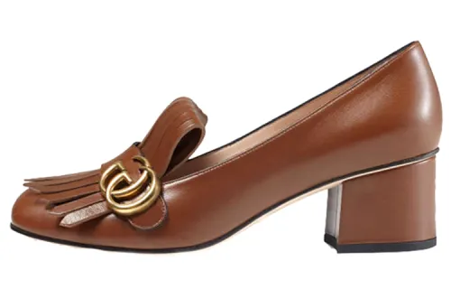 GUCCI Block Heel High Heels 5cm Women's Brown