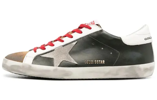 Golden Goose Super Star Top Grain Cow Leather Stylish Skateboarding Shoes Men's Black White Distressed