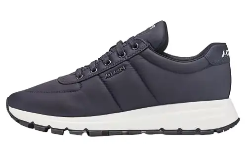 PRADA Re Nylon Leather Minimalist Fashion Low top Casual Shoes Men's Black