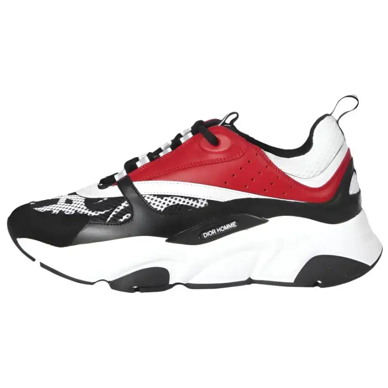 DIOR B22 Low top Casual Shoes Men's Black Red