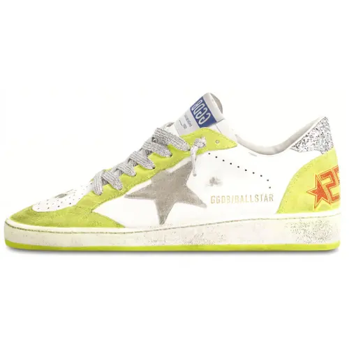 Golden Goose Ball Star Low top Stylish Skateboarding Shoes Women's White Yellow Distressed