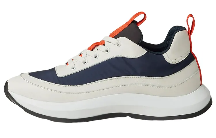 HERMES Textile, Leather Abrasion Resistant Low top Sports Casual Shoes Men's Blue White