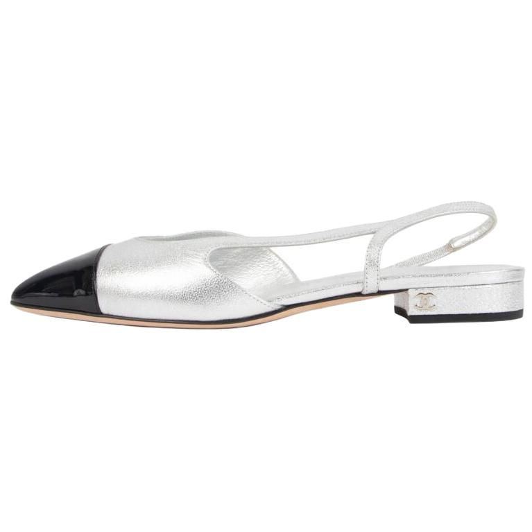 CHANEL 25S Patent Leather Casual Shoes Women's Silver