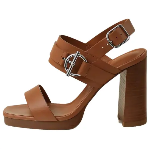 HERMES Keen One Strap Sandals 9cm Women's Brown