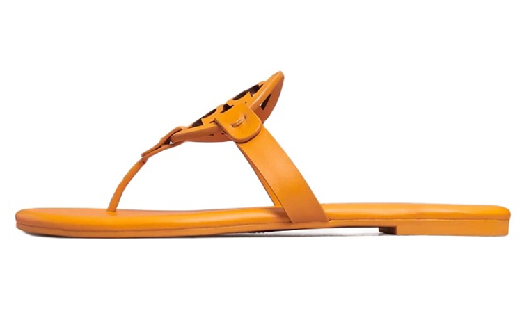 TORY BURCH Miller Leather Flip Flops Women's Orange