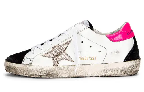 Golden Goose Super Star Skateboard Shoes Women's Low Top Black/White/Pink