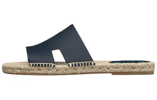 HERMES Antigua Espadrille Bleu Indigo Calfskin Leather