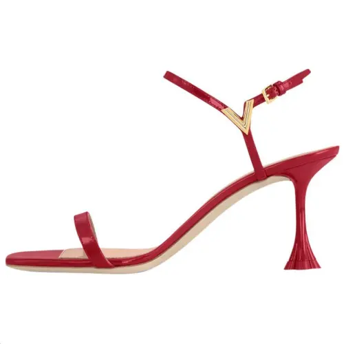 LOUIS VUITTON Blossom Patent Leather One Strap Sandals 7.5cm Women's Red