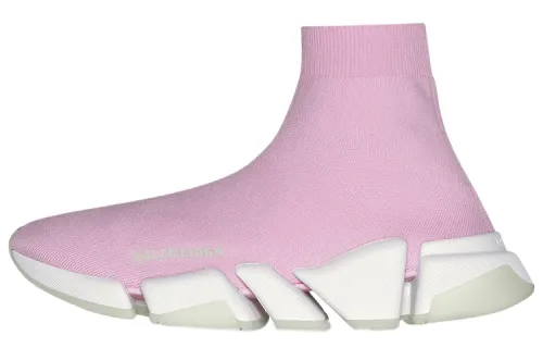 Balenciaga Speed 2.0 Fabric Glow in The Dark Effect High top Casual Shoes Women's Peach Pink