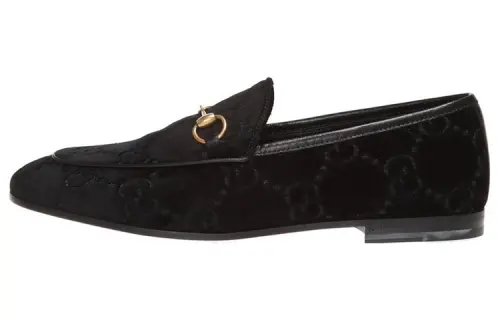 GUCCI Jordaan Suede Horsebit Women's Casual Shoes Women's Black