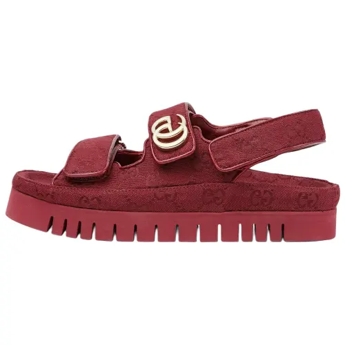 GUCCI Double G One Strap Sandals Women's Red