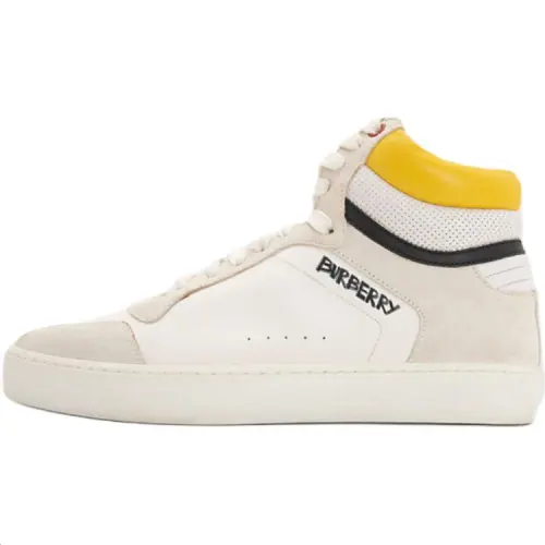Burberry Cow Leather High top Skateboard Shoes Women's White