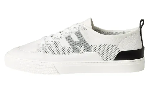 HERMES Deep Leather Low top Stylish Skateboarding Shoes Men's White