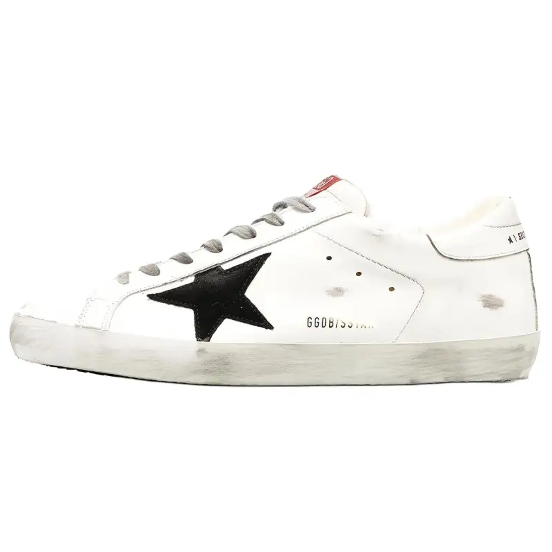 Golden Goose Super Star Low top Stylish Skateboarding Shoes Men's White Distressed