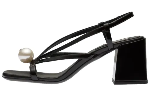 MIU MIU Patent Leather One Strap Sandals 6.5cm Women's Black