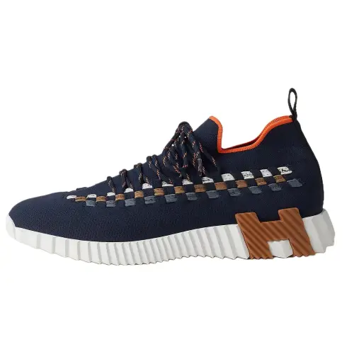 HERMES Fle Fabric Low top Casual Shoes Men's Blue