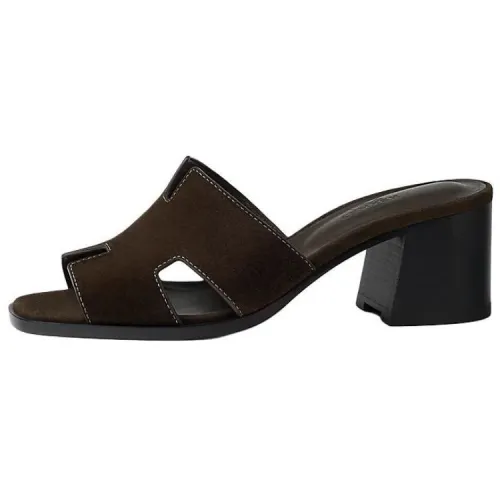 HERMES Helia Slide Slippers 6cm Women's Black