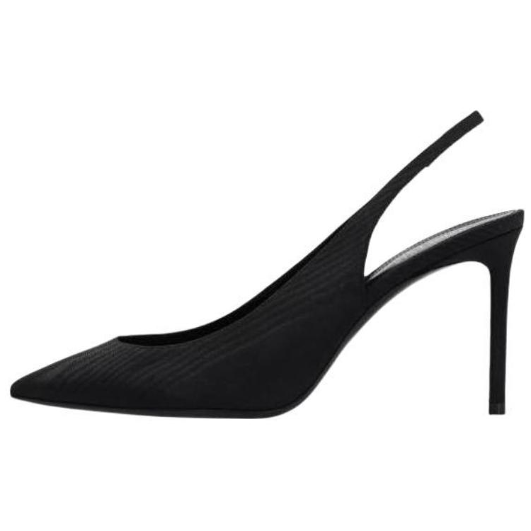 SAINT LAURENT Anja Leather Slim Heel High Heels 8.5cm Women's Black