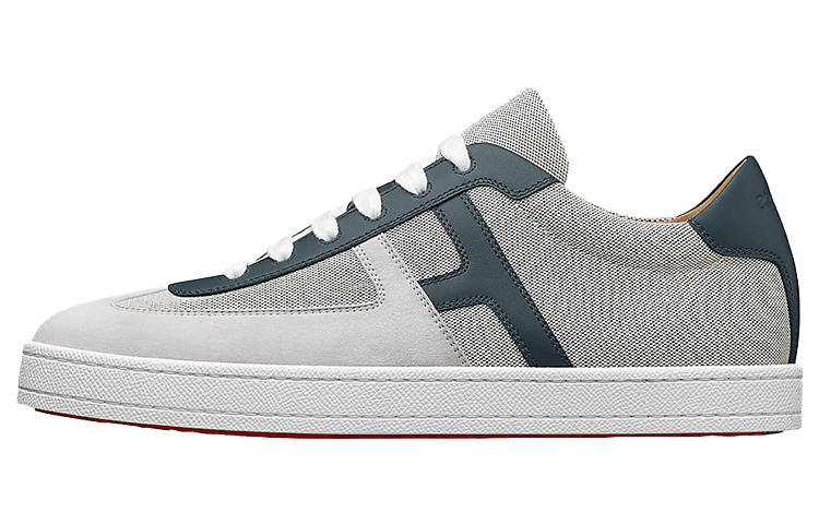 HERMES Boomerang Cow Leather Sports Low top Stylish Skateboarding Shoes Men's Purple Gray