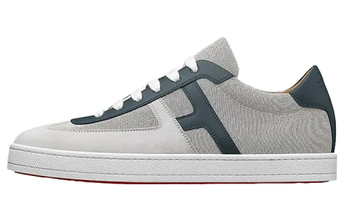 HERMES Boomerang Cow Leather Sports Low top Stylish Skateboarding Shoes Men's Purple Gray