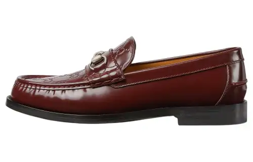 GUCCI Horsebit Loafers 1.5cm Men's Burgundy