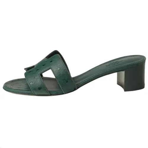 HERMES Oasis Slide Slippers 5cm Women's Green