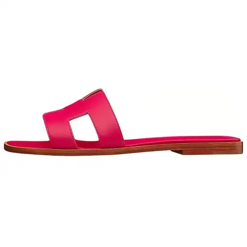 HERMES Oran Sandal Rose Flash Orange Calfskin Leather