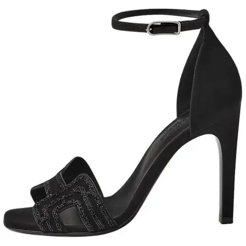 HERMES JOY One Strap Sandals 10.5cm Women's Black