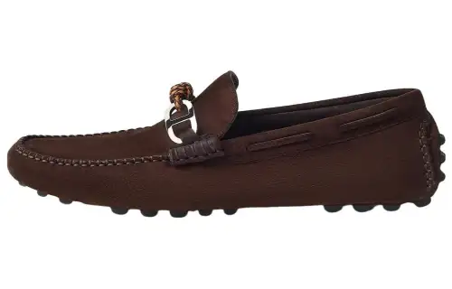 HERMES Alessandro Suede Loafers Men's Brown
