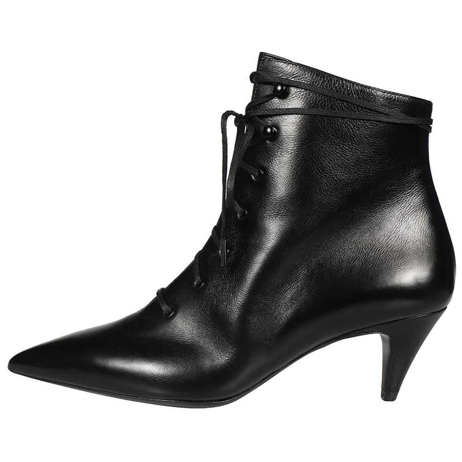 SAINT LAURENT Calfskin Ankle Boots Women's Black