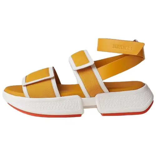 HERMES Geek Fabric Beach Sandals Women's Yellow
