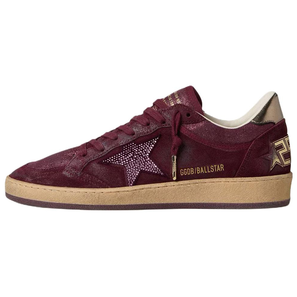 Женские кеды Golden Goose Ball Star (красно-серебряные)