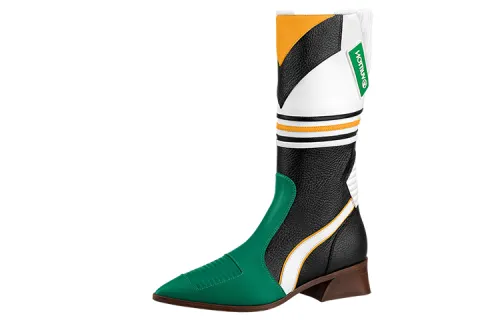 LOUIS VUITTON Flags High Boot Leather Fashion Ankle Boots Women's Black Green